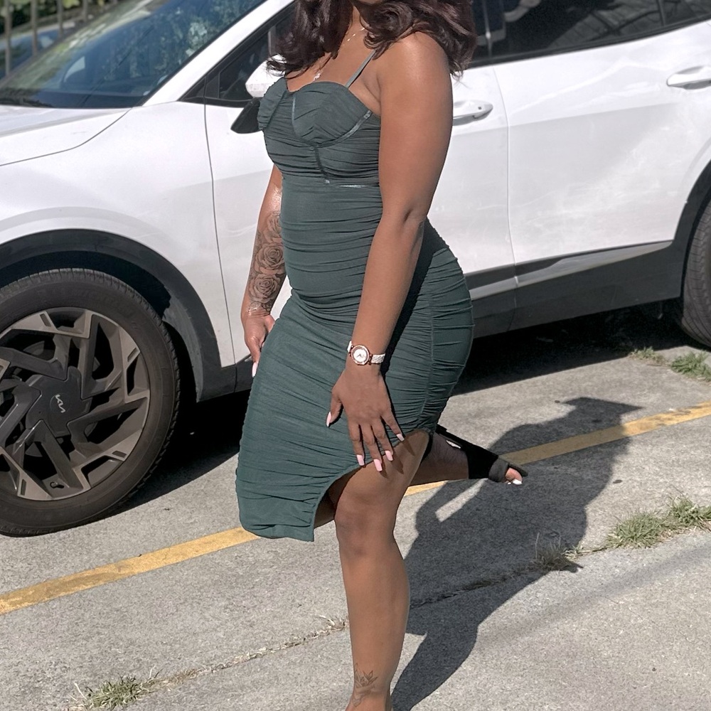 hunter green midi dress